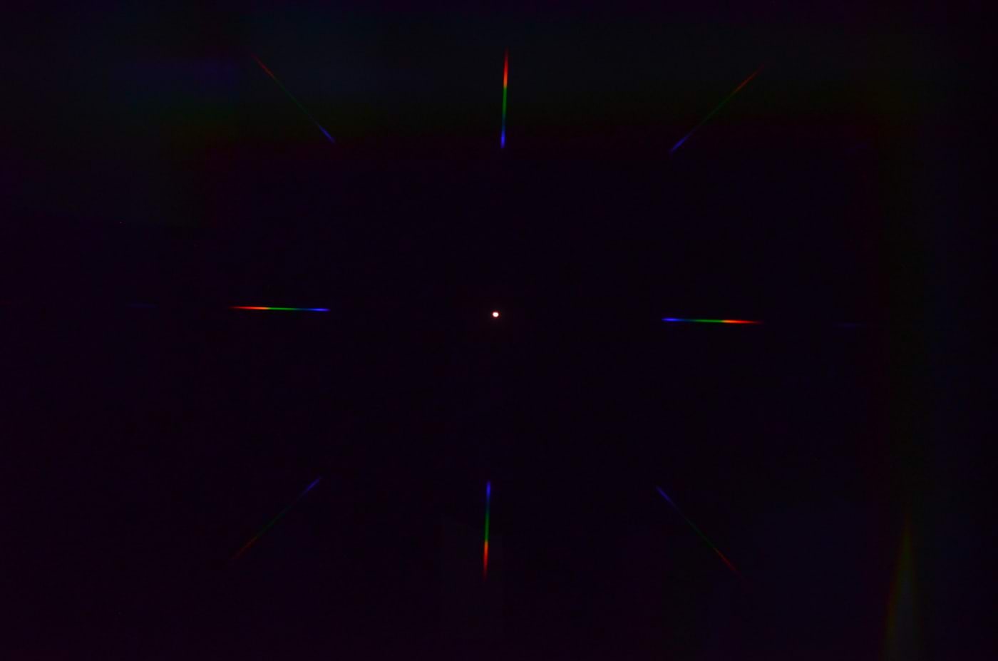 The spectrum of white LED light reflected from the pink paper, seen through the small hole in the rainbow glasses